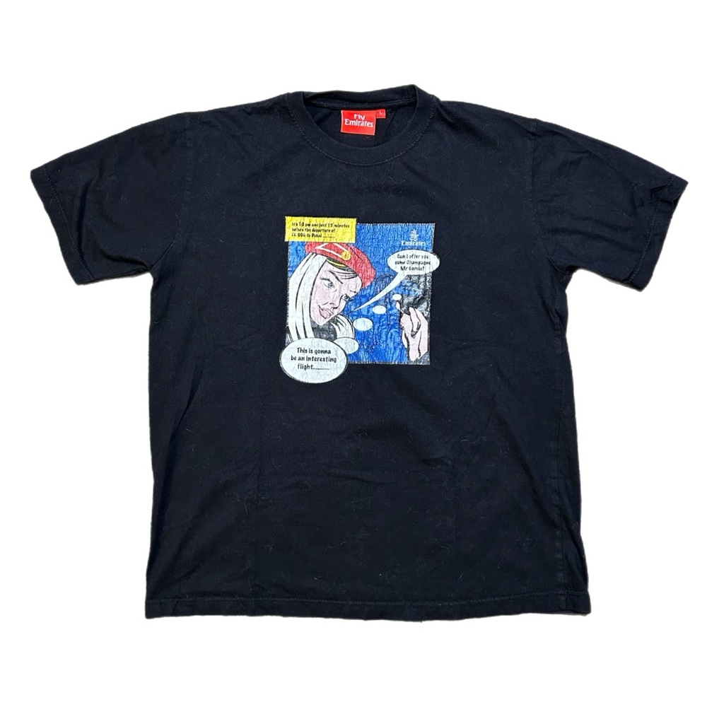Emirates Black Tee with Comic Graphic Design